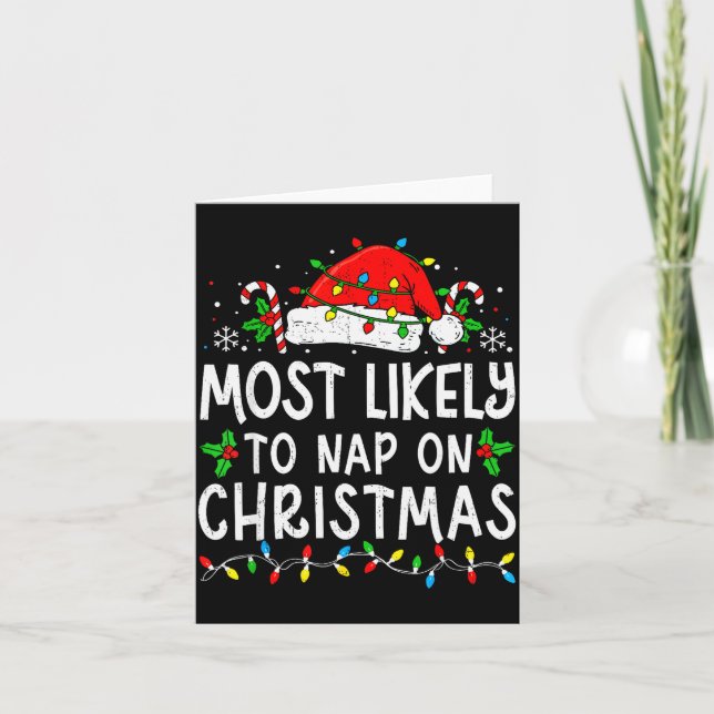 Cartão Most Likely To Nap On Christmas Funny Family Match (Frente)