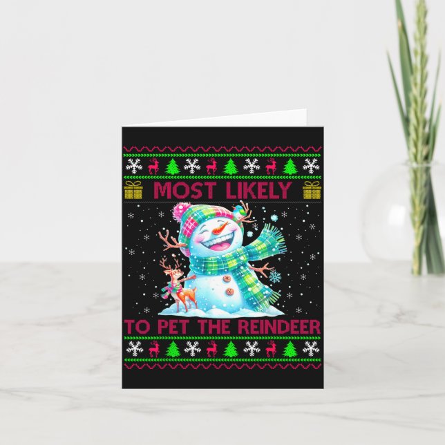 Cartão Most Likely To Pet The Reindeer Family Matching Ch (Frente)