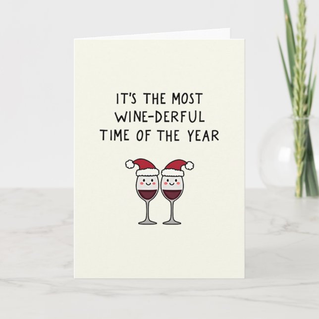 Cartão Most Wine-derful Time of the Year Christmas Card (Frente)