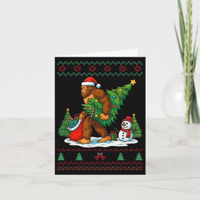 Cartão Most Wonderful Christmas Bigfoot Christmas Tree Li (Frente)