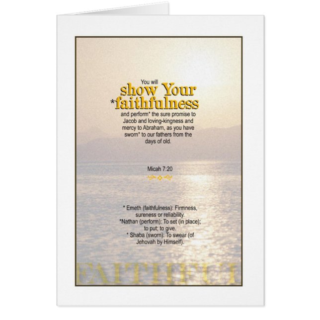 Cartão Mostre a fidelidade do deus - 7:20 de Micah (Frente)