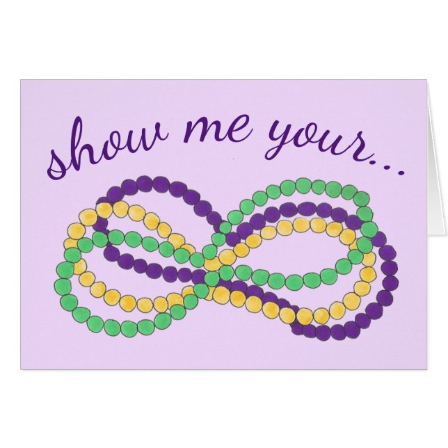 Cartão Mostre-me seu novo Orleans Mardi Gras Miçanga NOLA (Frente Horizontal)