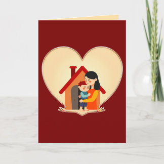Cartão Mother and Child Love Illustration – Warm Family
