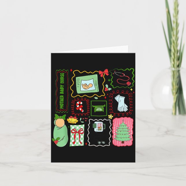 Cartão Mother Baby Nurse Christmas Stamp Stpartum Materni (Frente)