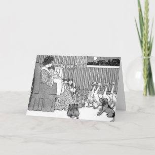 Cartão Mother & Child Story Time in Black & White - Card