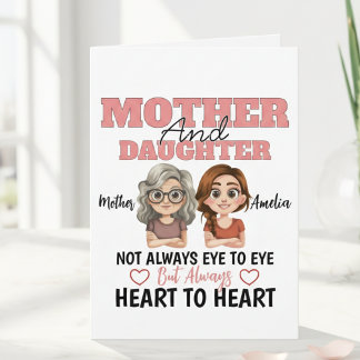 Cartão Mother Daughter Hearts Connected Across Miles
