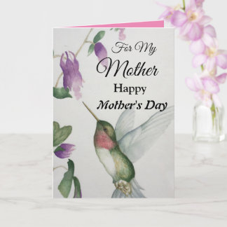 Cartão Mother Happy Mother's Day Pretty Hummingbird Card