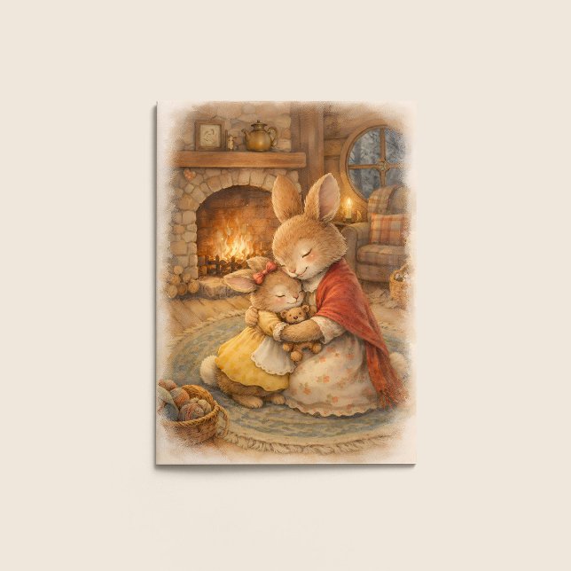 Cartão Mother’s Day Card – Rabbit Cozy Embrace (Criador carregado)