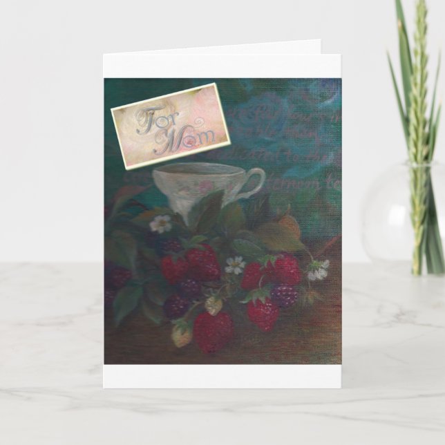 Cartão Mother's Birthday Strawberry Teacup (Frente)