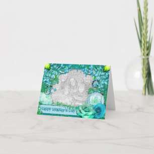 Cartão Mothers Day - ADD YOUR PHOTO - Blue Fantasy