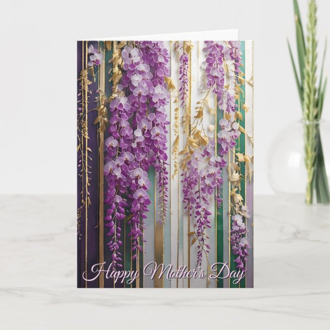 Cartão  Mother's Day Blooming Wallpaper Violet Wisteria (Frente)