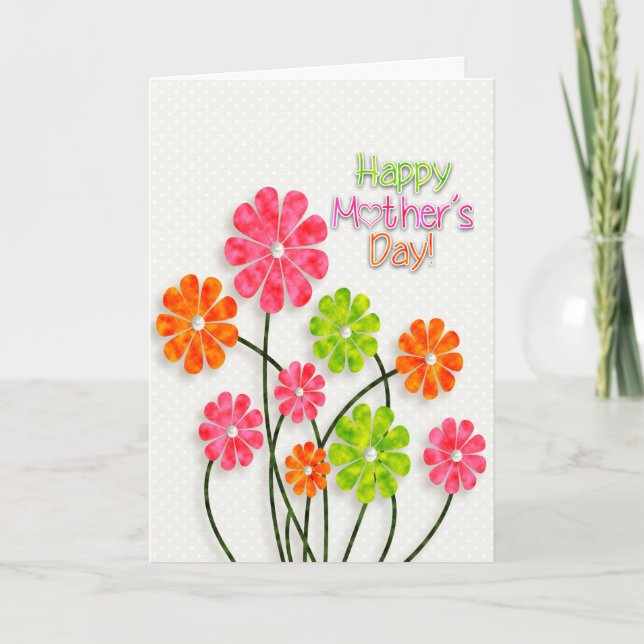 Cartão Mother's Day - Bright Fun Flowers (Frente)