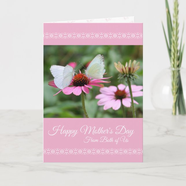 Cartão Mother's Day Card from Both of Us with Butterfiles (Frente)