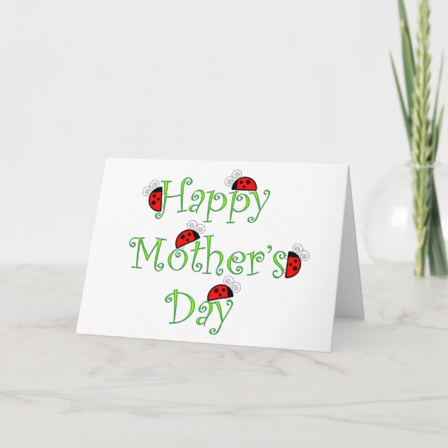 Cartão Mothers Day Card with Ladybugs (Frente)