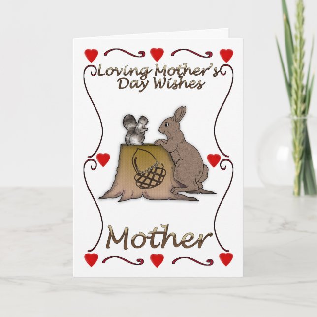 Cartão Mother's Day card with squirrel and Rabbit (Frente)