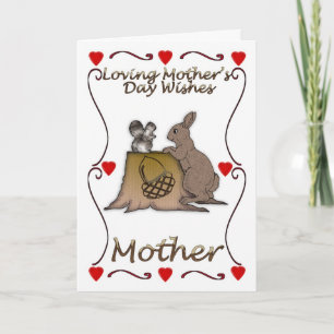 Cartão Mother's Day card with squirrel and Rabbit