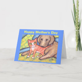 Cartão Mother's Day Cat & Dog Greeting Card