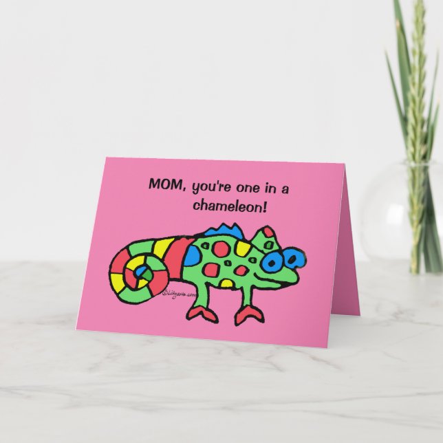 Cartão Mother's Day Chameleon Pink Card (Frente)