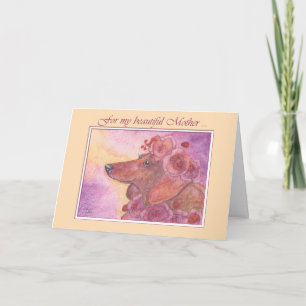 Cartão Mother's Day, dachshund dog & roses card