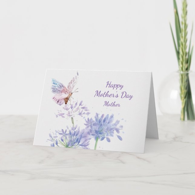 Cartão Mother's Day Elegant Garden Butterfy Mother (Frente)