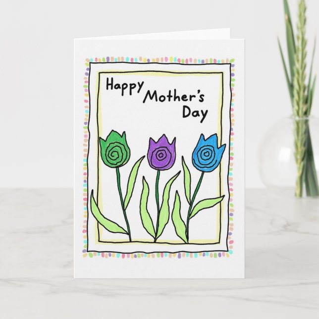 Cartão Mothers Day Flowers For Wife Card (Frente)