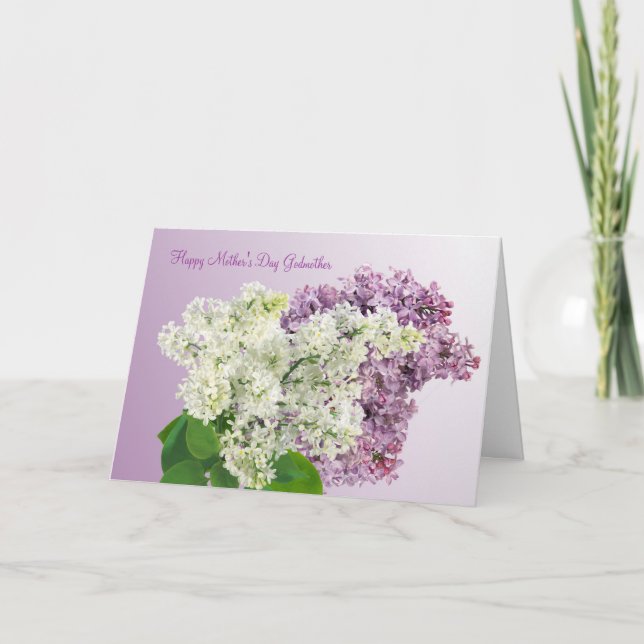 Cartão Mother's Day. Godmother. Lilac flowers Card (Frente)