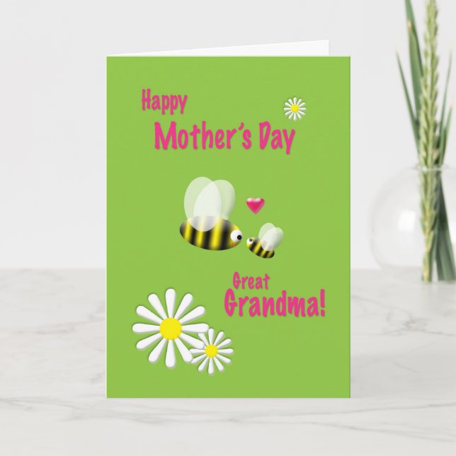 Cartão Mother's Day Great Grandma Busy Bees (Frente)
