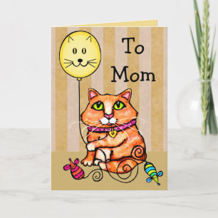 Cartão Mother's Day Greeting Card For Cat Loving Moms