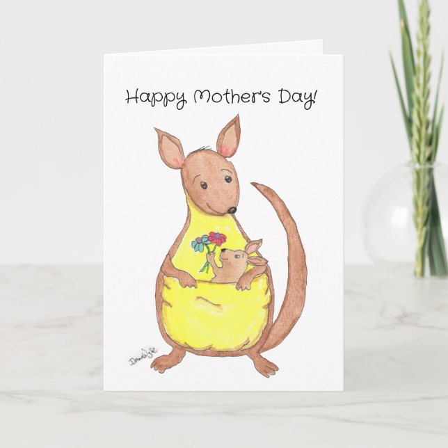 Cartão Mother's Day Kangaroo and Baby (Frente)