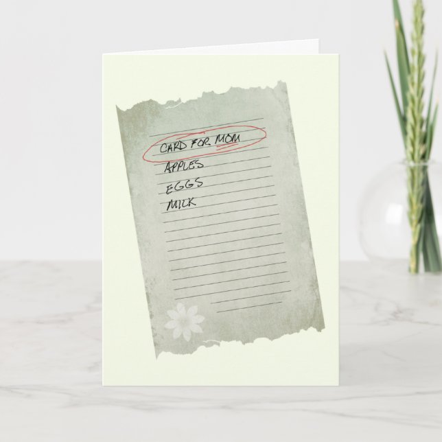 Cartão Mother's Day List (Frente)