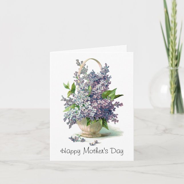 Cartão Mother's Day: Lovely Purple Lilac Basket (Frente)