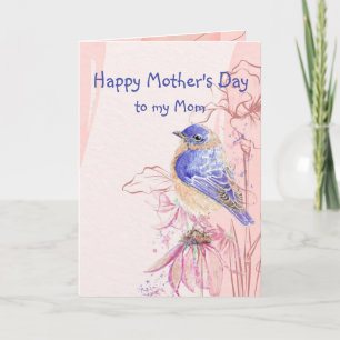 Cartão Mother's Day Mom Bible Scripture Bluebirds Flowers