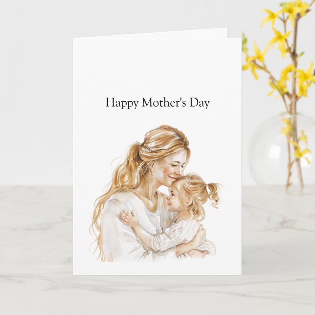 Cartão Mother's Day Mom Daughter Blond (Flor Amarela)