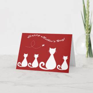 Cartão Mother's Day: Mother Cat and Kittens