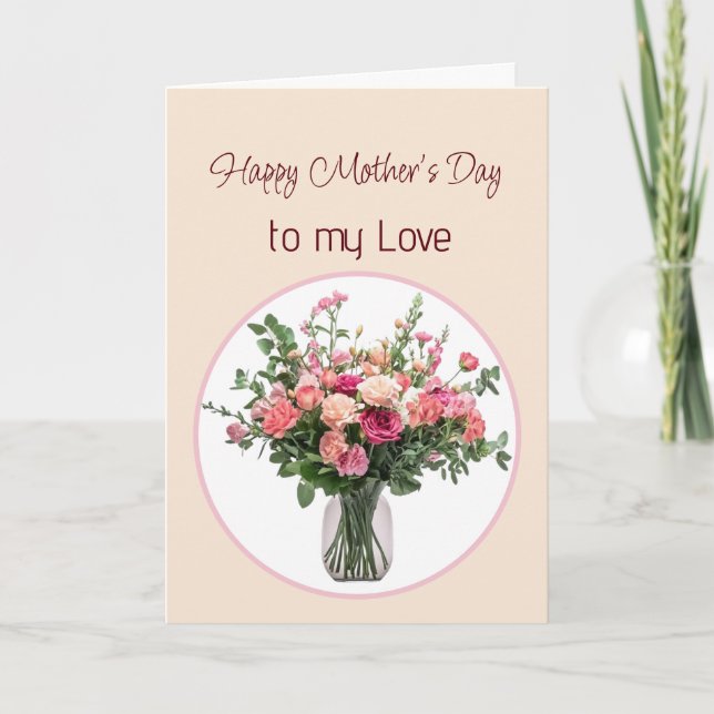 Cartão Mother's Day my Love Flowers Thank You Love You (Frente)