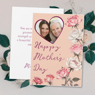 Cartão Mother's Day Peach Heart Frame Photo