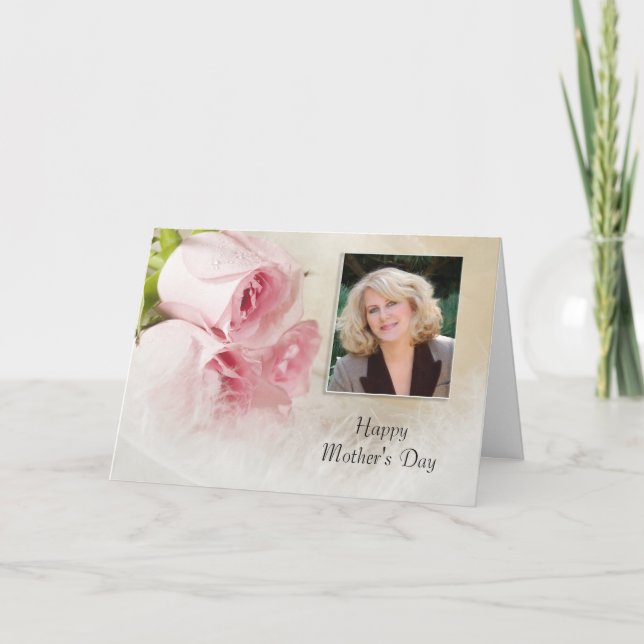 Cartão Mother's Day photo card with a rose (Frente)