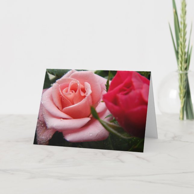 Cartão Mothers Day Pink and Red Rose (Frente)