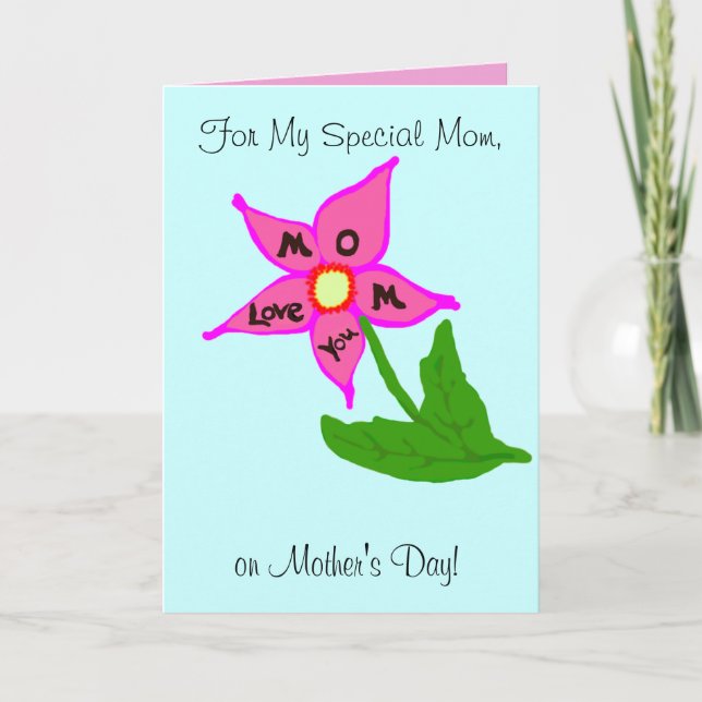 Cartão Mother's Day Pink Floral Yellow Irises Love You (Frente)