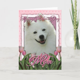 Cartão Mothers Day - Pink Tulips - American Eskimo
