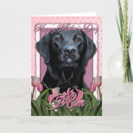 Cartão Mothers Day - Pink Tulips - Labrador - Black -Gage