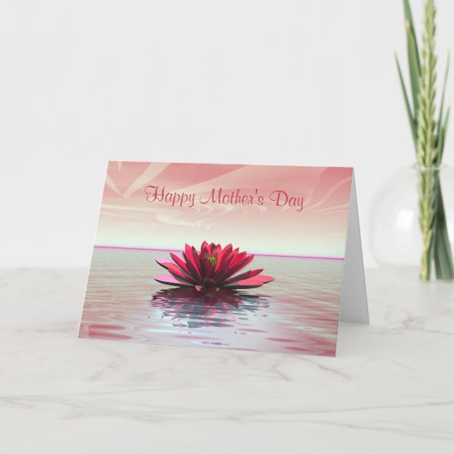 Cartão Mother's Day Red Water Lily (Frente)