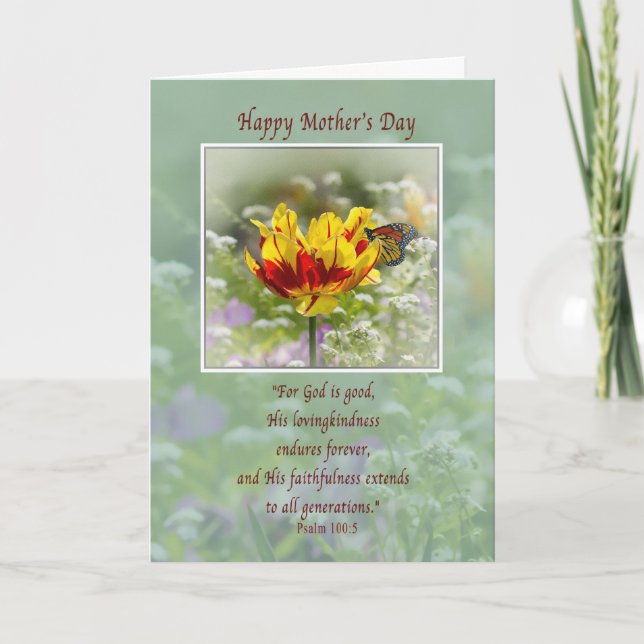 Cartão Mother's Day, Religious, Flowers, Butterfly Card (Frente)