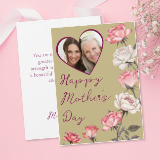 Cartão Mother's Day Sage Heart Frame Photo