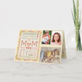 Cartão Mothers Day Typography Yellow Photo Greeting