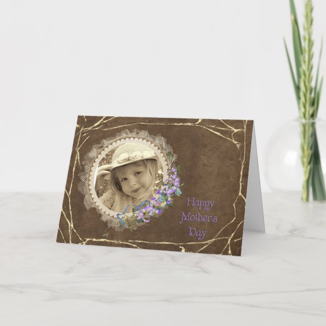 Cartão Mother's Day Vintage Photo Card (Frente)