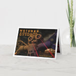 Cartão Mothman Attacks Birthday Card<br><div class="desc">Scary birthday card with Metal Mothman destroying city with Laser Eyes.</div>