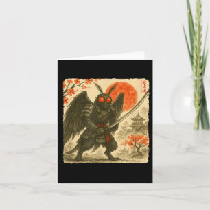 Cartão Mothman Samurai Traje de Guerreiro Japonês Sumi-e 