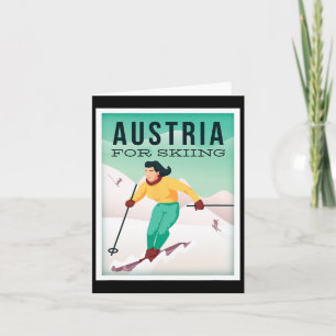 Cartão Motif De Esqui Da Áustria Com Polos De Esqui E Esq