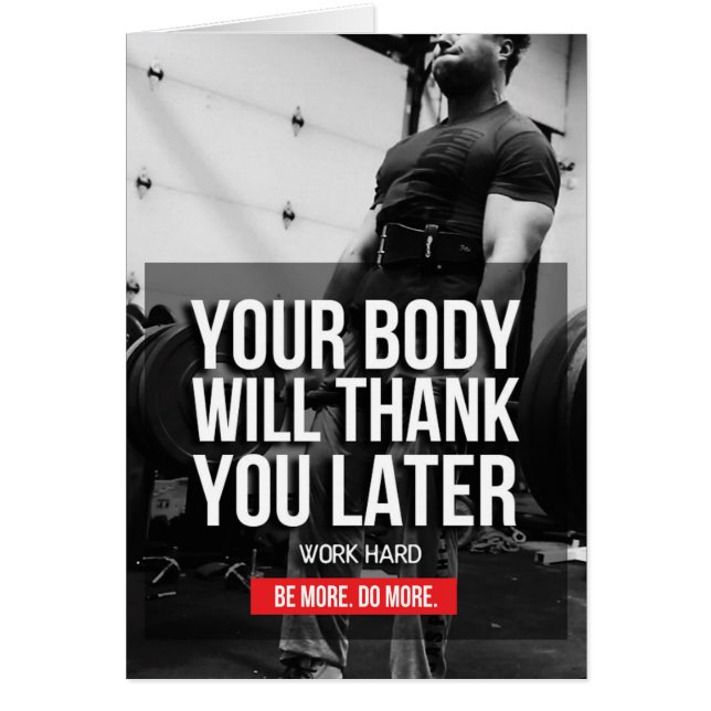 Cartão Motivação de Gym de Workout - Duro de Trabalho (Frente)